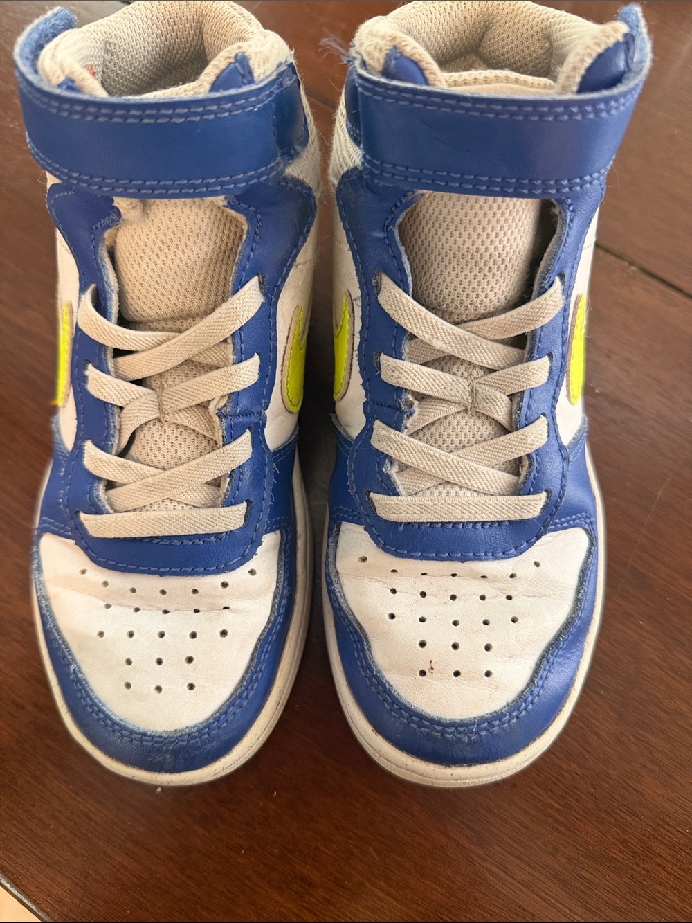 Kids High-Top Athletic Sneakers in Blue and White